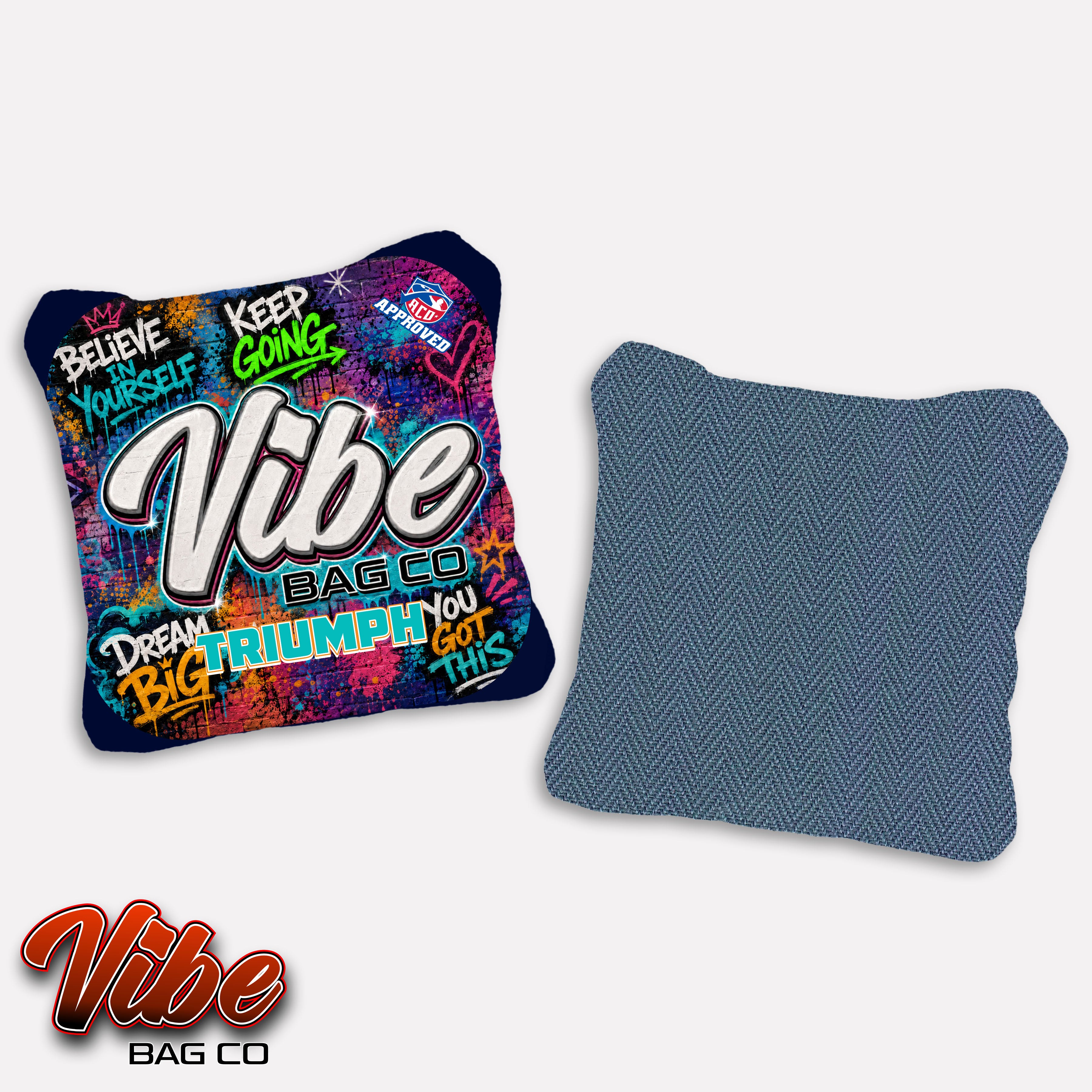 Vibe Positive Tags – ACO Approved Cornhole Bags